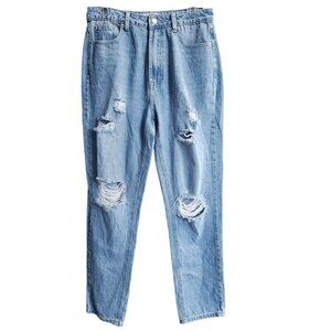 💫NWT Lucky Brand Women's Blue Distressed Cotton Mom Jeans Size 8 / 29 Regular